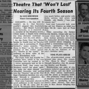 Theatre That Wont Last Nearing Its Fourth Season (SPTimes 12-20-1953)
