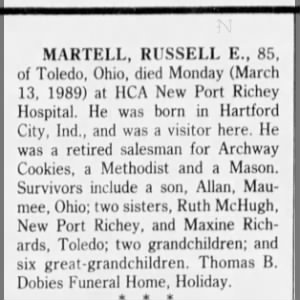 Obituary for RUSSELL E. MARTELL