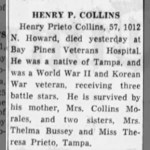 Obituary for IIEXRY P. COLLINS